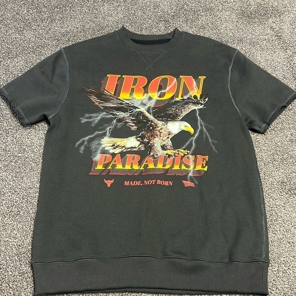 Under Armour Project Rock Graphic Cutoff Sweatshirt Gray 1367037-010 Size S